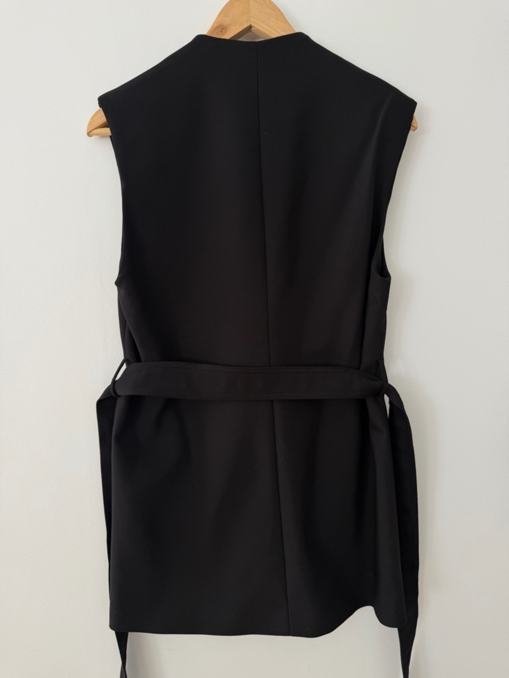 Zara Black Belted Longline Vest Cotton Blend Patch Pockets Small - Picture 5 of 13